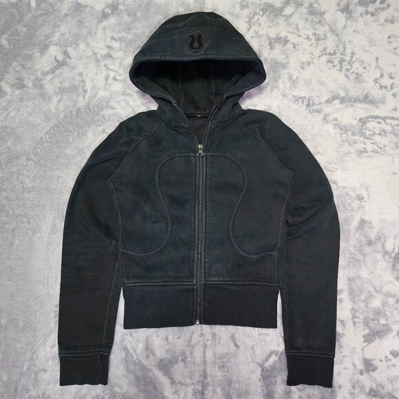 Women's Lululemon MISSING TAG Black Athletica Cropped Zip-Up Hoodie Fits XS or S - Picture 1 of 10